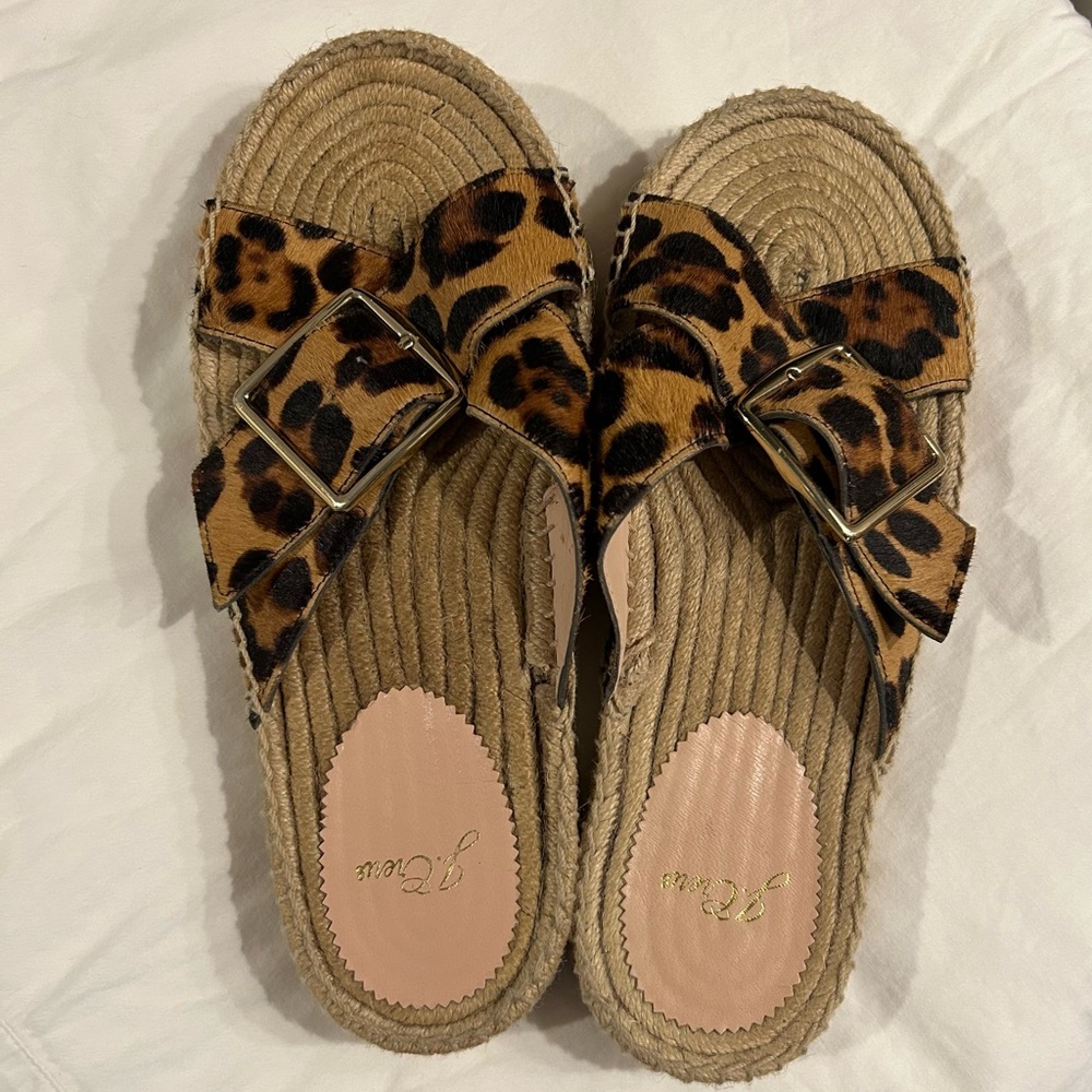 J Crew Cheetah Espadrille Sandals 9.5